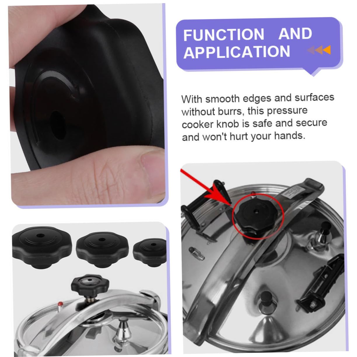 4 Piezas Pomo para Tapa de Olla Presión de Resistente para Tapas de Cacerolas y Ollas Accesorio Seguro y Práctico para Cocina