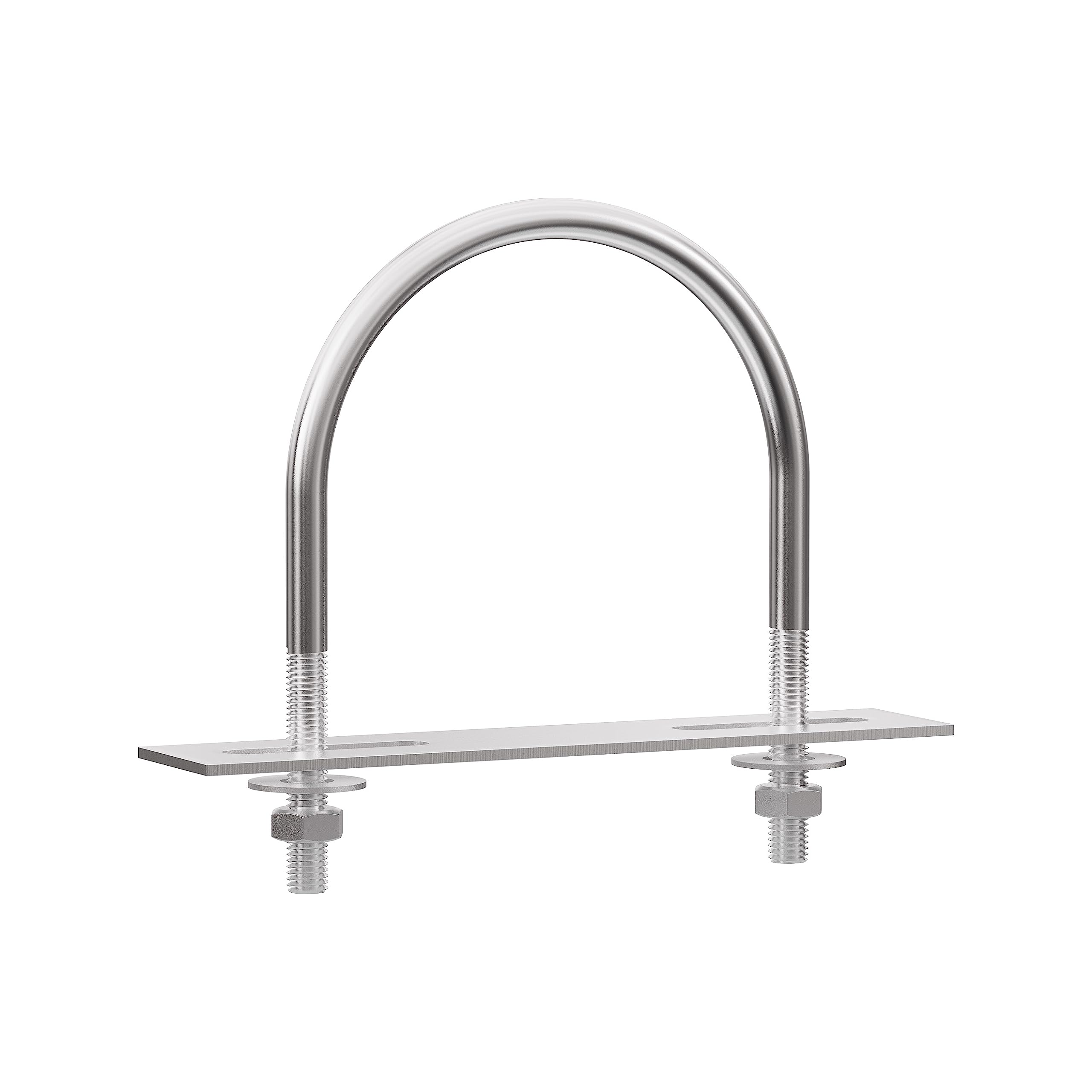 FOCMKEAS 304 Stainless Steel Round Bend U-Bolts 1.3"(33mm) Inner Width 2.36"(60mm) Length M8 with Nuts, Frame Plate, Washers, Accessories for Boat