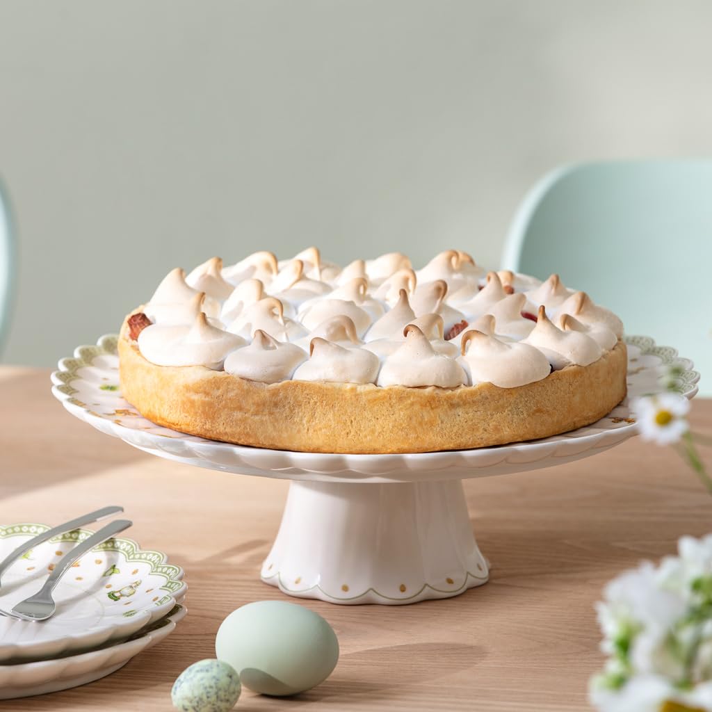 Villeroy & Boch Easter Delight Cake Plate/Pie Dish, Premium Porcelain, Retro Easter Patterns, Gold Detailing, Cake and Pastry Serving Dish, Easter Decoration Home & Kitchen