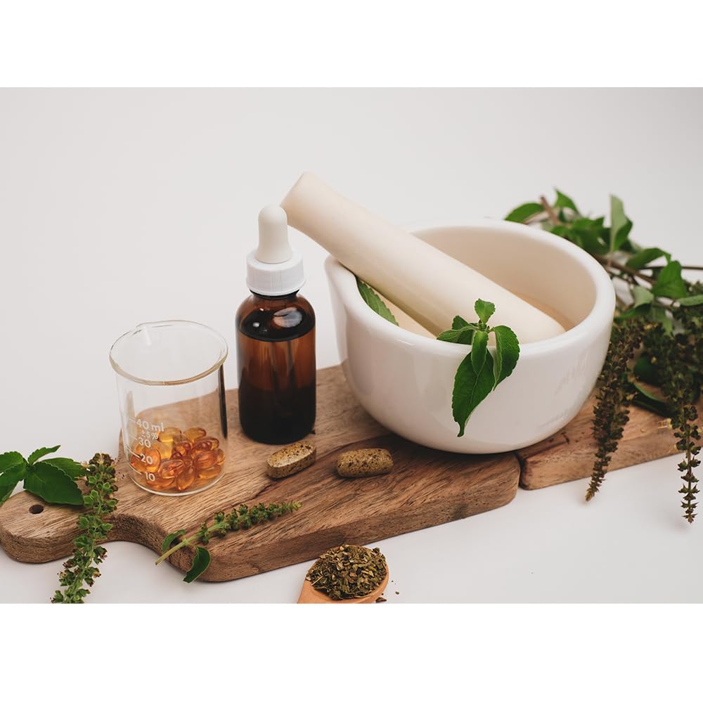 KENZIUM - Confezione 1 x Mortaio con Pestello | 100 ml | con Beccuccio | Porcellana | Ideale Laboratorio
