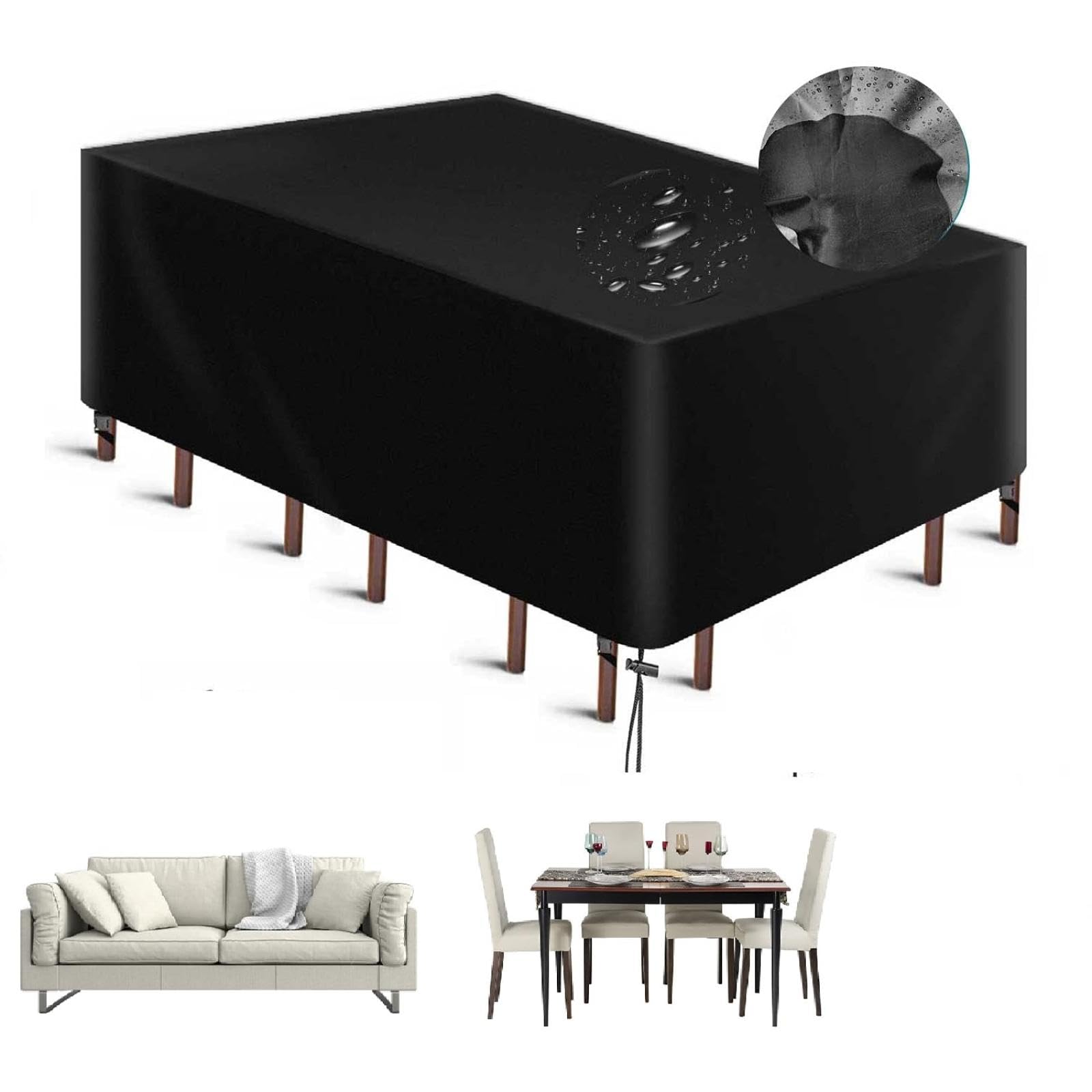 Copertura per Mobili Da Giardino 350x195x105cm Copritavolo Esterno Impermeabile Uv/Impermeabile Telo Copri Tavoli Da Terrazza Copertura per Mobili Copertura per Mobili Da Giardino Mobile Esterno