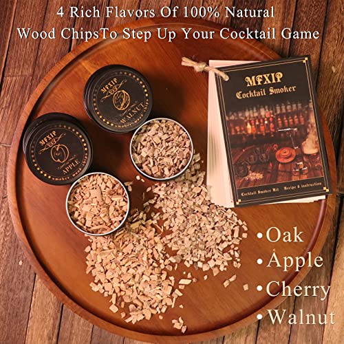 Mfxip COCKTAIL SMOKER-TOUCH Cocktail Smoker Kit With Torch, Whiskey Smoker Kit, Old Fashioned Drink Smoker Kit – 4 Flavors Wood Chips, Whiskey Smoker Infuser Kit thumb #3