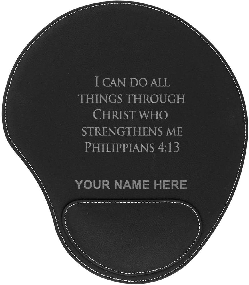 LaserGram Mouse Pad, Bible Verse Philippians 4-13, Personalized Engraving Included (Dark Brown)