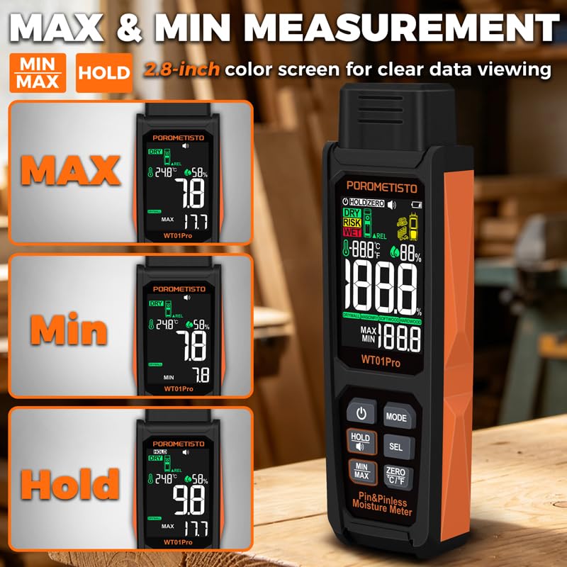 Igrometro Professionale Digitale 2 in 1 con Sonda e Senza Sonda POROMETIST