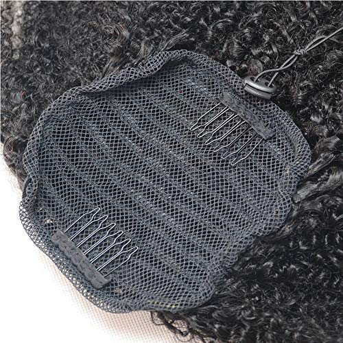 4B 4C Afro Kinky Curly Ponytails Clip In Human Hair Extensions For African Amaricans Kinky Coily Natural Virgin Clipin Ponytail Hairpieces Curly Drawstring Puff Ponytail Top Closure 10"Inch #TOP5