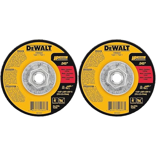 DEWALT DW8062H Rueda de corte tipo 1 de 4-12" x 0.045" x 58"-11 HP (paquete de 2)
