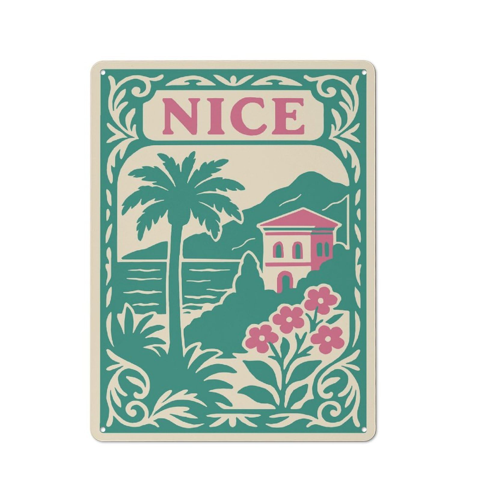 Junmoney Style-3 Tin Wall Plaque 40X30cm With Nice Travel Poster For Pub Or Café, For Hospitality Wall Decor Collectors