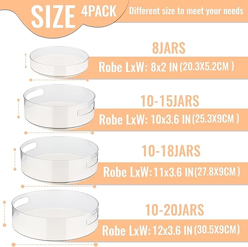 Miniatura 4 de Paquete de 4 organizadores Lazy Susan para gabinete tocadiscos Lazy Susan (8101112 pulgadas) con alfombrilla antideslizante y asas, estante