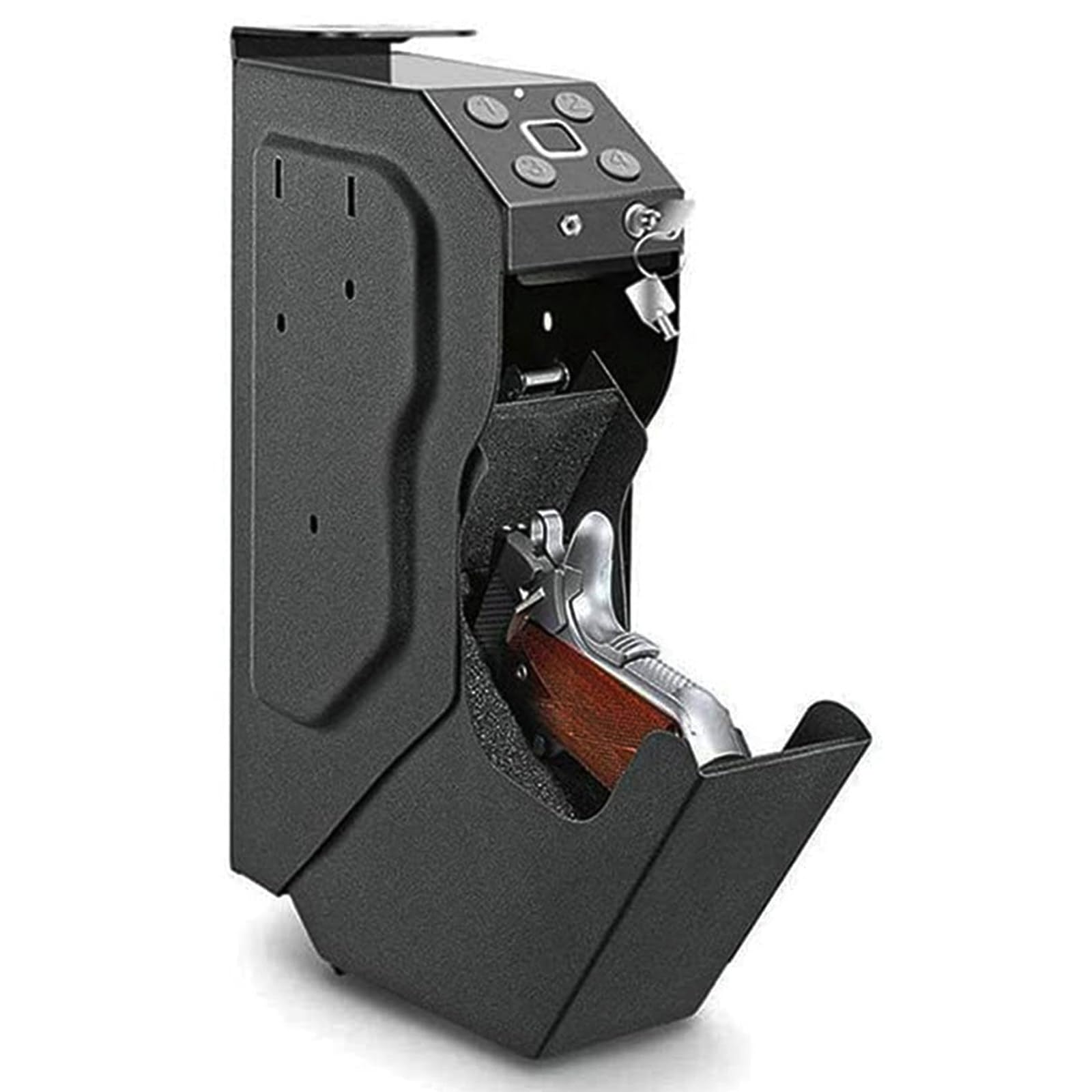 Coffre-Fort Portable pour Pistolets,Coffre-Fort pour Pistolets,étui pour Armes de Poing,avec Empreintes digitales, clé de Rechange, Verrouillage du Clavier, Noir, pour Table de Nuit, Chevet