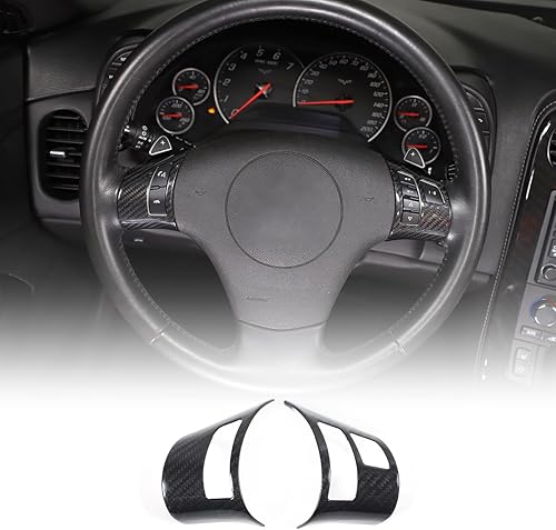 Adhesivos de botón de volante de automóvil de fibra de carbono suave para Chevrolet Corvette C6 2005-2013 (100% fibra de carbono real, negro) disponible en Yaxa Mexico