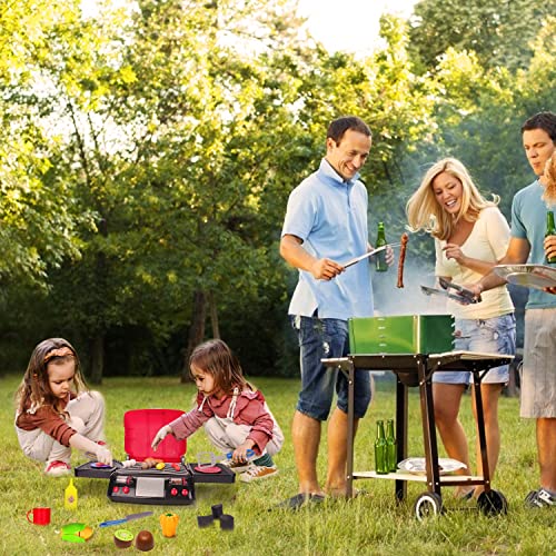 Kids Play Food Grill With Pretend Smoke Sound Light Kitchen Playset Bbq Accessories Camping Toy Cooking Set Easter Basket Suffer Birthday Gift Outdoor Toy For Toddler Children Boy Girl Kid Toy Outside #TOP2