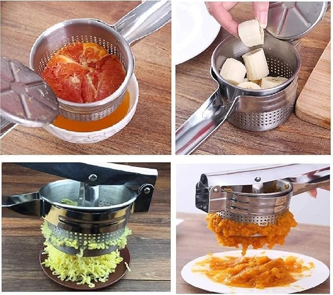 Image of Heavy Duty Manual Lemon Squeezer | Hand Press Citrus Juicer with Deep Bowl Design | Non-Slip Grip | Seed-Free Juice Extractor for Lemon, Lime & Orange | Kitchen Tool (silver)
