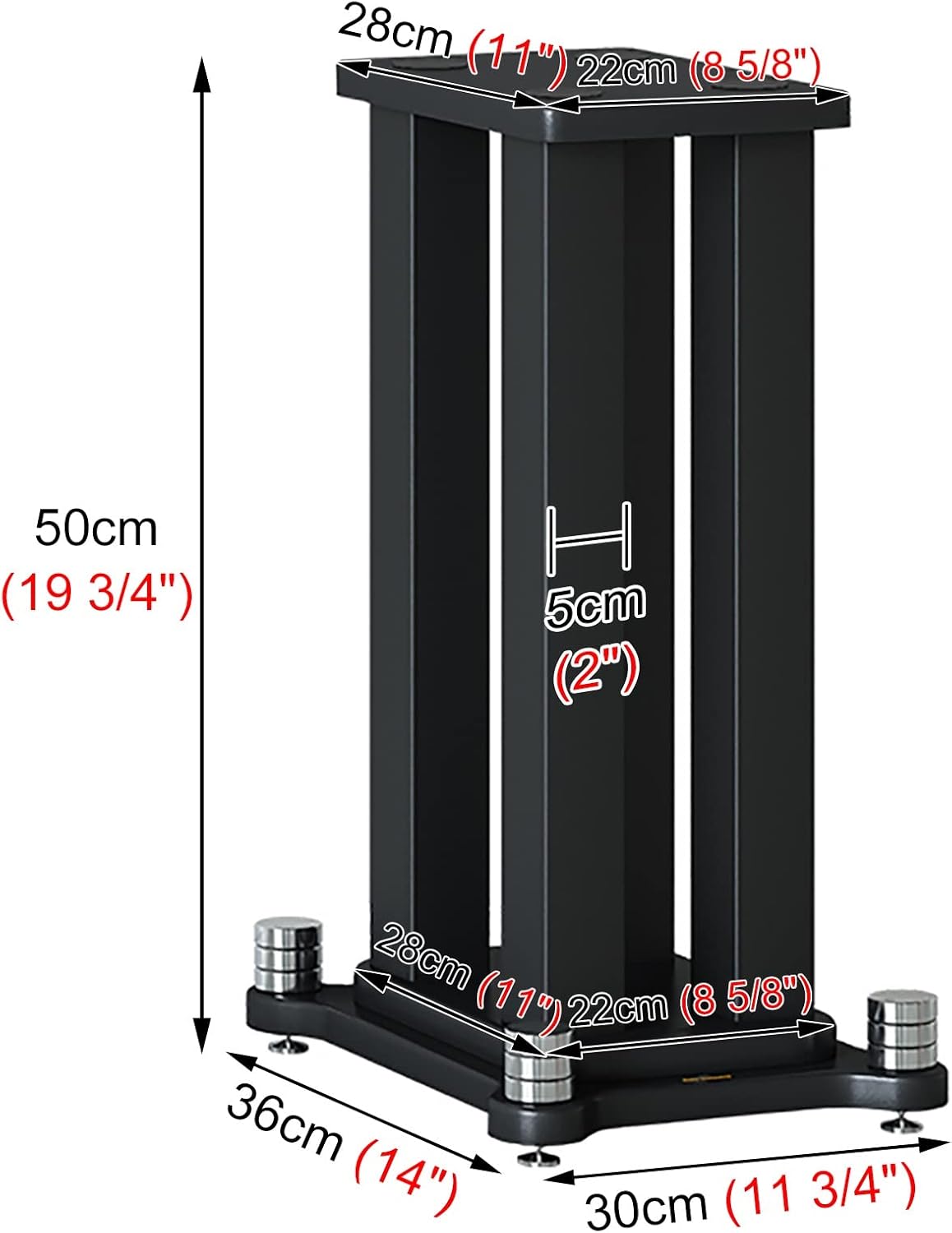 Speaker Stand Heavy Duty Speaker Stands A Pair, Universal Large Durable Metal Surround Speakers with Non Slip Pad & Base, for Home Theater Studio Stage ( Color : Black , Size : 50cm (19 3/4in) Tall )