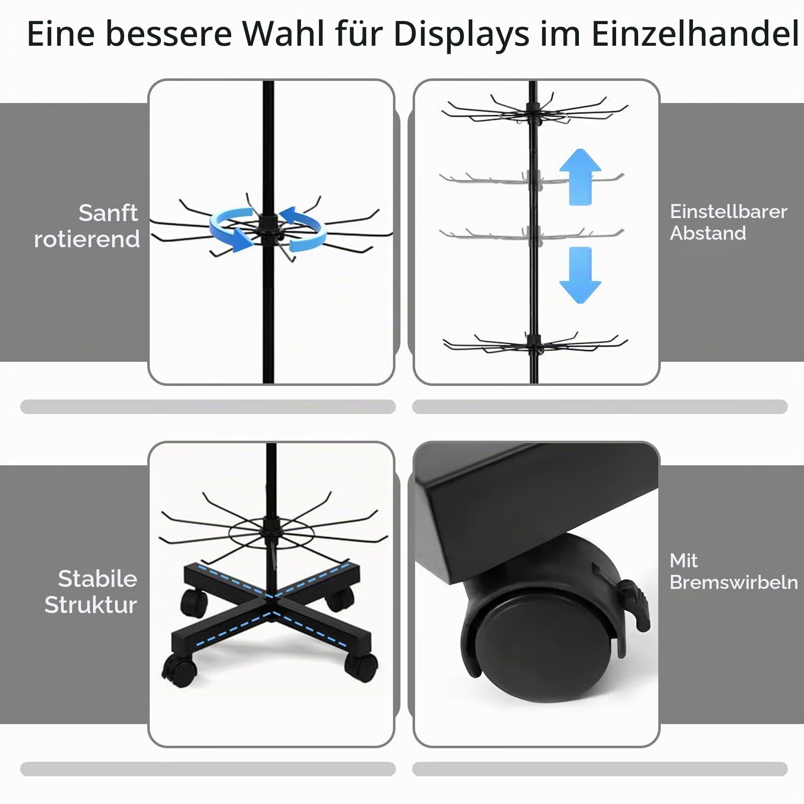 LIROPAU 7-stufiger Verkaufsständer Displayständer für Armbandständer, Verkaufsständer Drehbar, Display Ständer mit Haken, Schmuckständer Drehbar, Schmuck Socken Hüte Verkaufsveranstaltungen für
