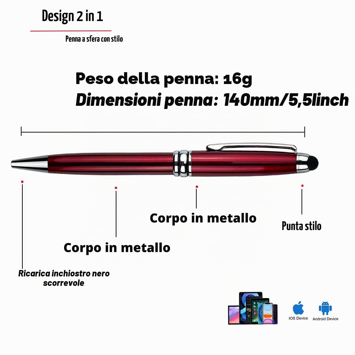 Yastar Penne a Sfera Personalizzate Affari Scrittura Diploma Infermiere | Set da 12 Penne a Scatto Personalizzate con Incisione e Punta Touch per Diario e Firma con 12 Ricariche Inchiostro Nero