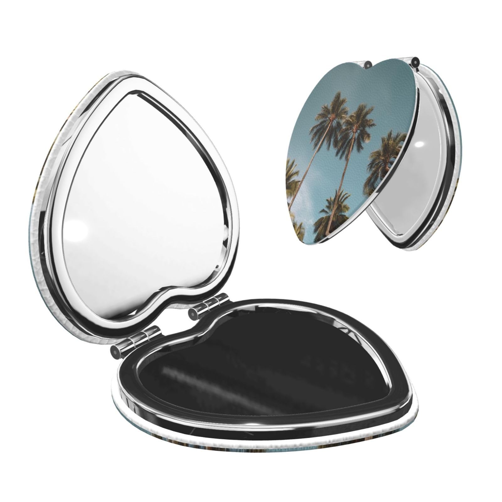 DWVTSLH Tall Tropical Palm Trees Compact Mirror for Purse, Double-Sided 2X/1X Magnifying Mirror for Women Men, Travel Makeup Mirror for Handbag, Handheld Vanity Mirror for Gift