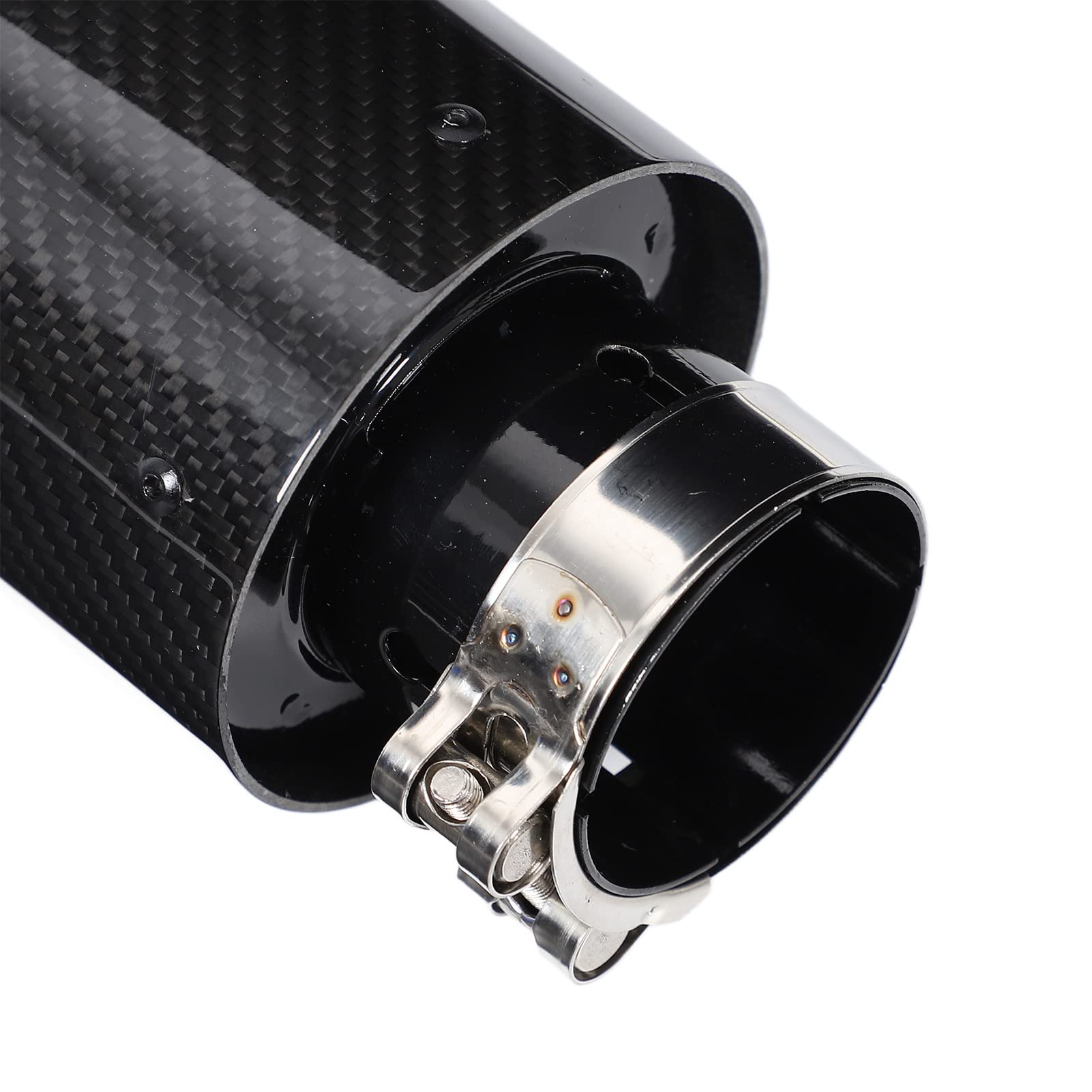 Punta de escape universal de acero inoxidable, 63-101mm Punta de escape universal de acero inoxidable, fibra de carbono brillante Coche Tubo de escape recto Punta trasera Cola Garganta