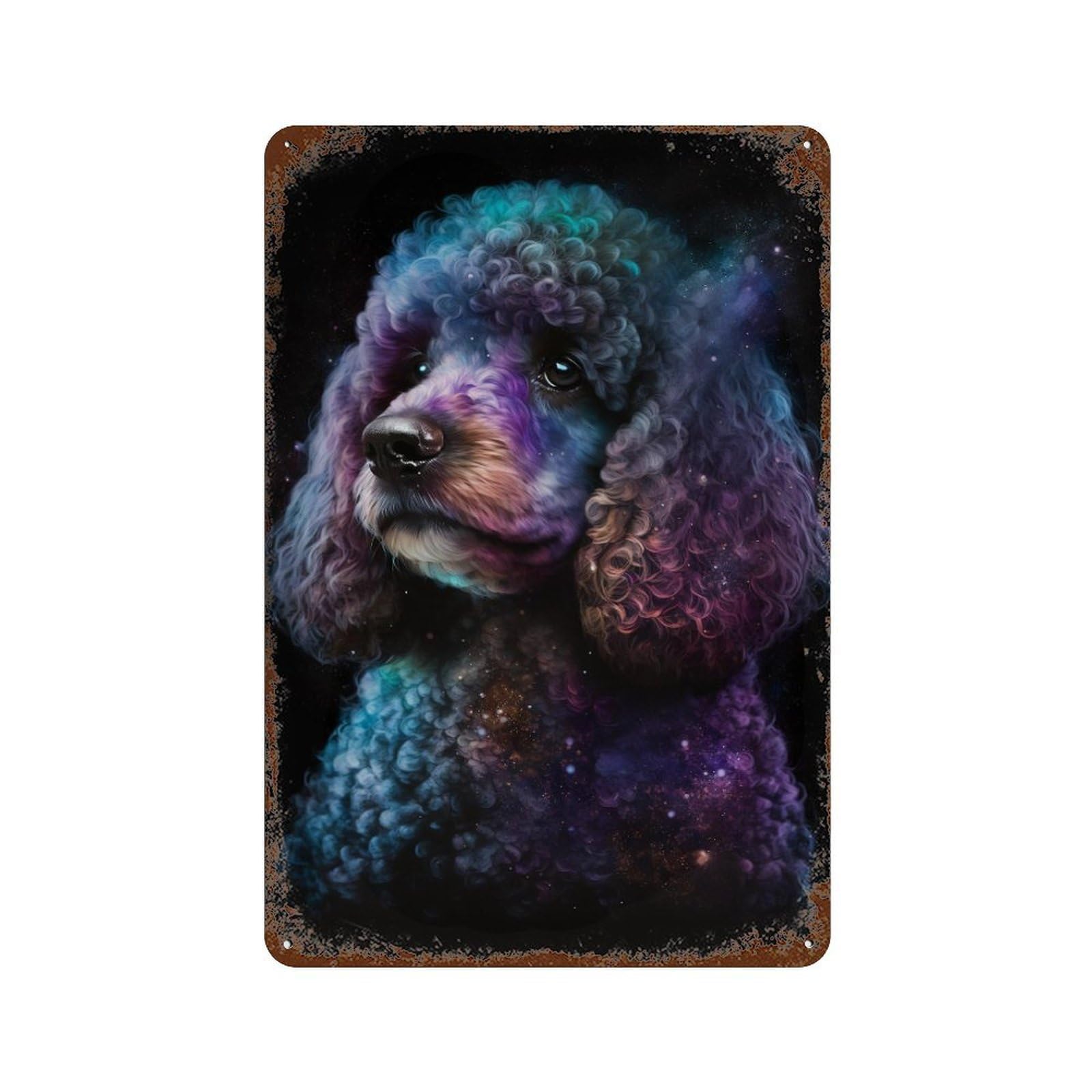 Cosmic Poodle Art Print-17 Rustic Tin Plaque 11.8"x7.9", Classic Wall Plaque for Garage, Pub Or Kitchen