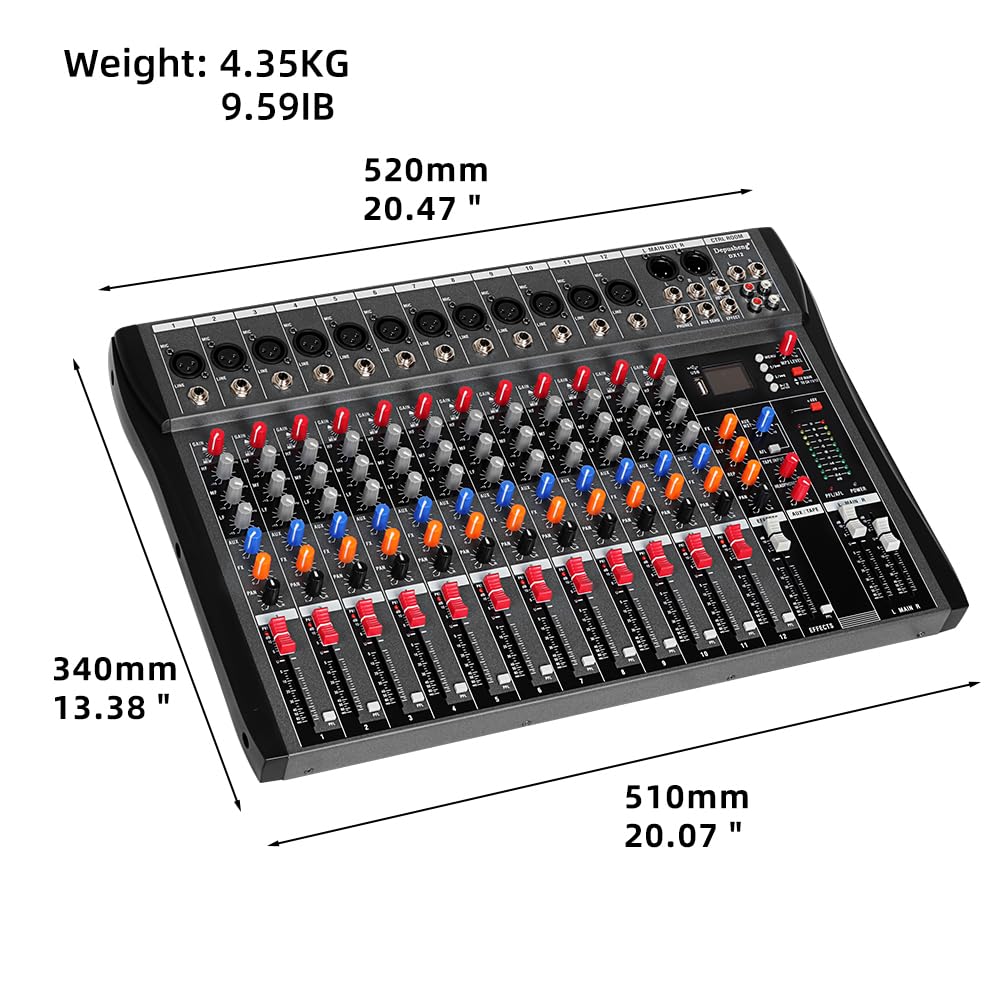 Controllore Audio DJ Depusheng DX12 12 Canali USB Recording - Dettaglio