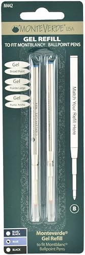 MonteVerde Recambio ancho azul sin tapa, paquete de 2 unidades para MontBlanc