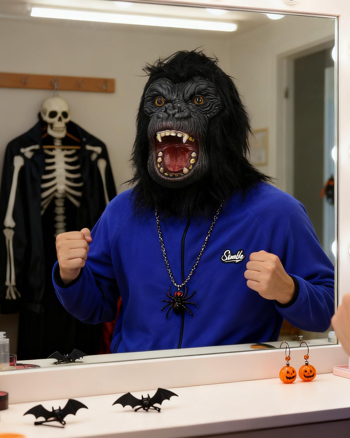 Shark Chili Gorilla Mascarillas Divertidas Máscara de Cabeza de Mono de Látex Fiesta Festivales Halloween Disfraces y Disfraces - Piel Realista - Novedad, Loco, Divertido