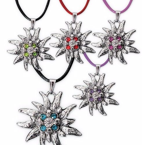 Carnaval Diable Collier avec pendentif en forme d'edelweiss avec strass Vert Cover
