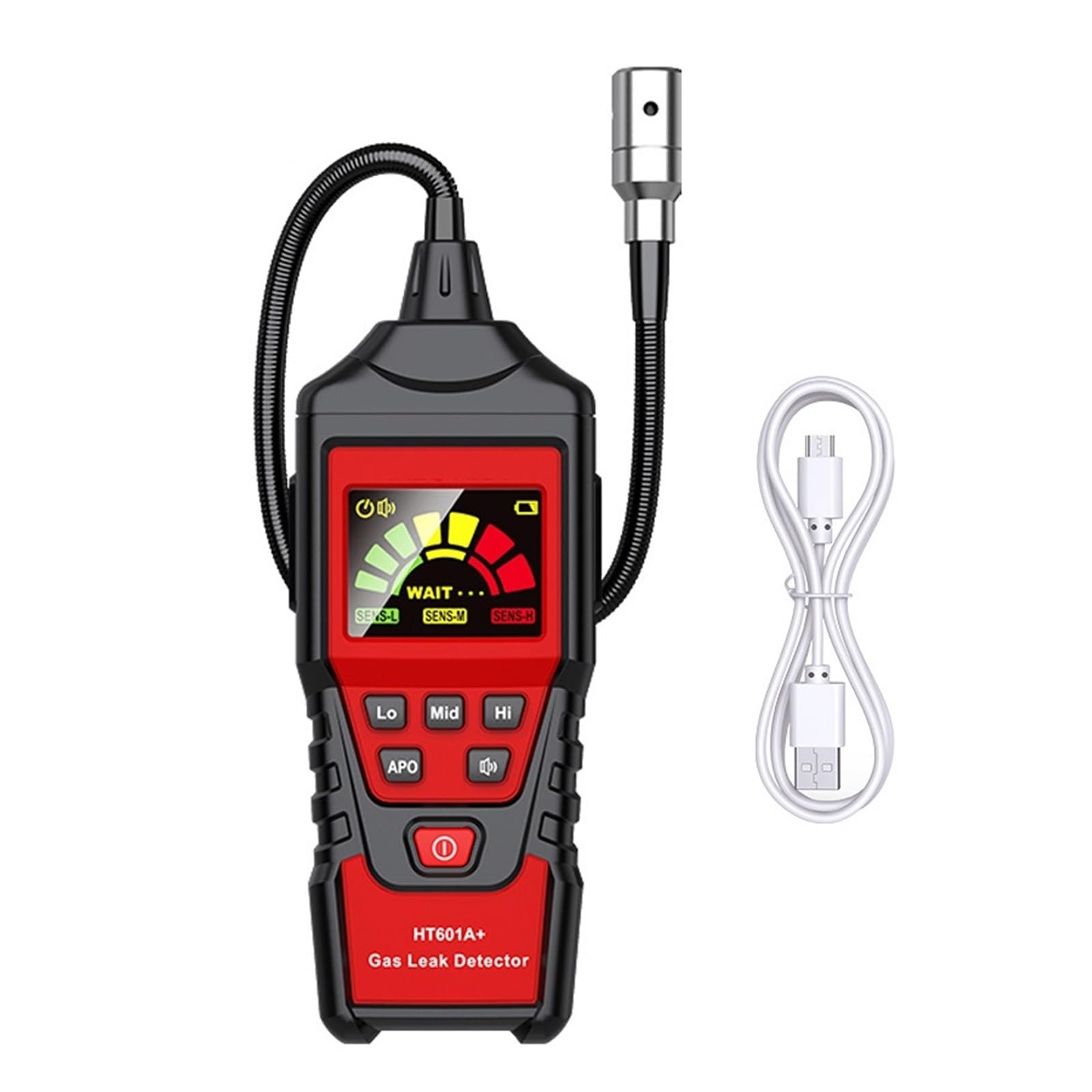 HT601A HT601B Détecteur De Fuite Gaz 0-1000PPM Alarme Sonore Et Écran Combustible Inflammable Méthane Naturel Détecter Couleur LCD Détection Rapide Précise(HT601A Plus)