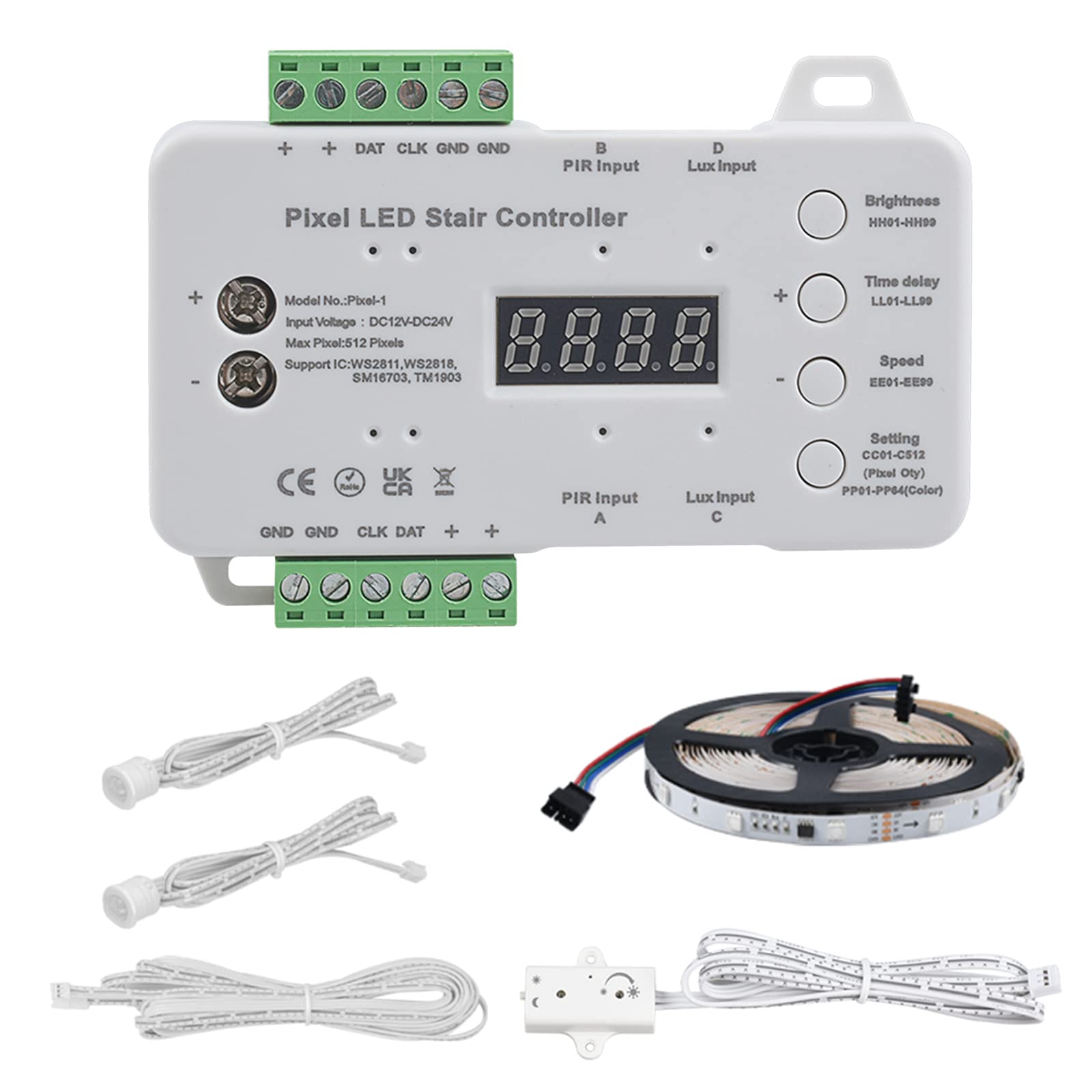 XLSBZ RGB Pixel LED Stair Lights PIR Motion Sensor Controller 5M Led Strip (1 Pcs Controller+5M LED Strip) - Image 2