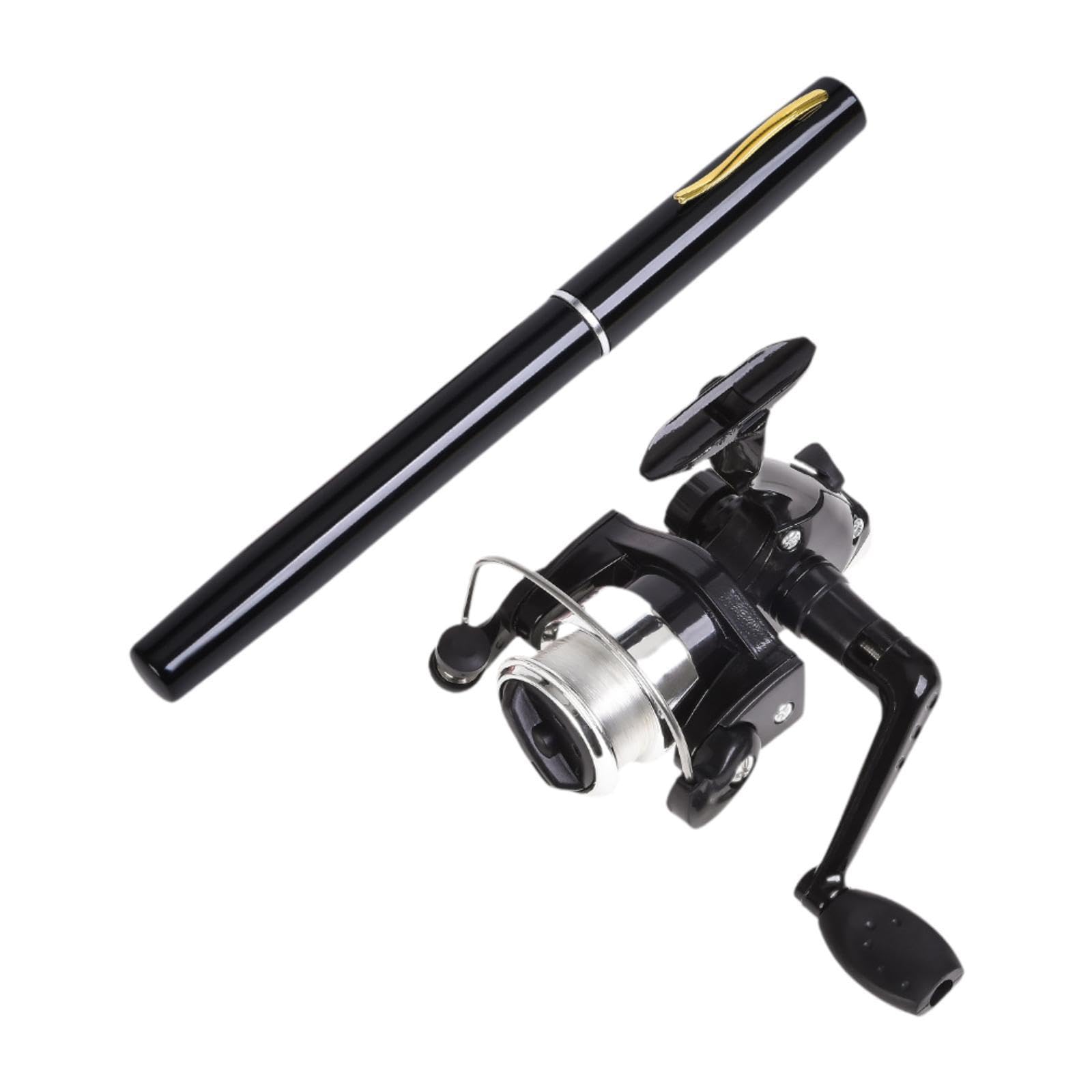 Mini Fishing Rod Reel Combo, Telescopic Fishing Rod with Line, Mini Fishing Pole, for Outdoor Raft Saltwater Freshwater Sea, Black