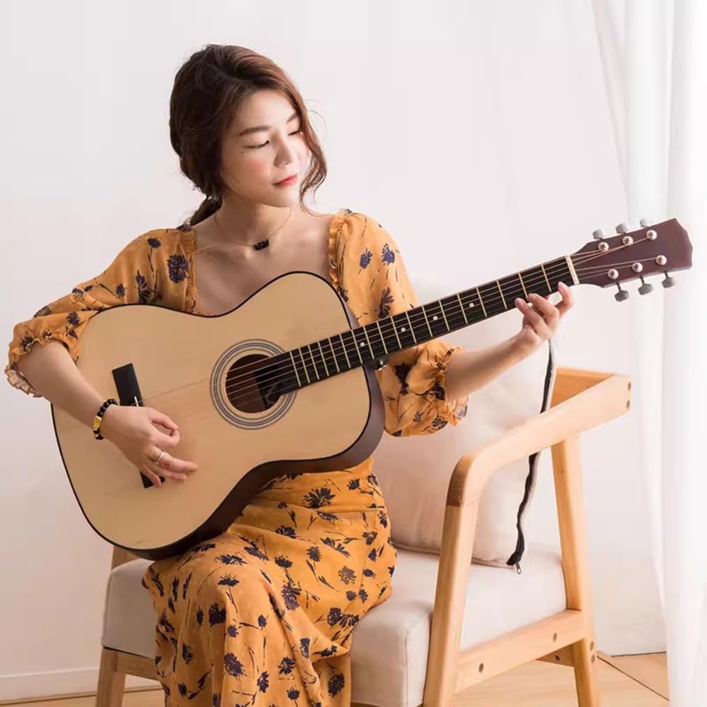 Chitarra acustica per principianti, set con custodia, tracolla, corde, plettri, capotasto, top in legno di tiglio