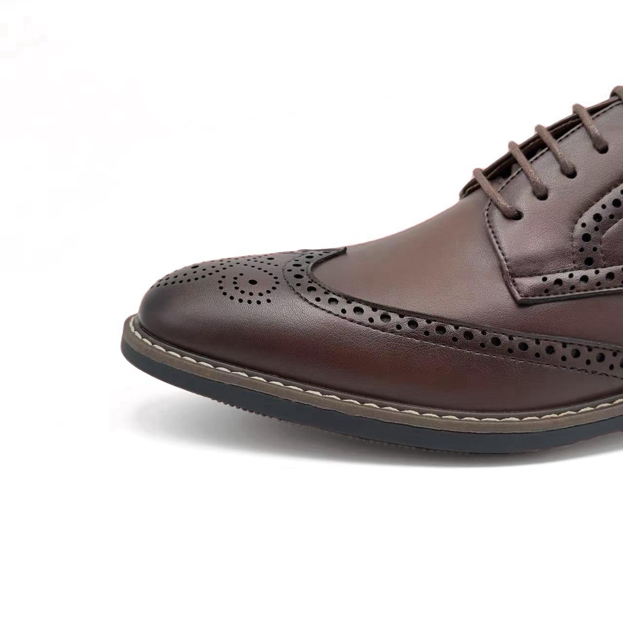 Finishing & Sewing Scarpe da uomo con punta ad ali stile classico brogue, scarpe stringate Oxford