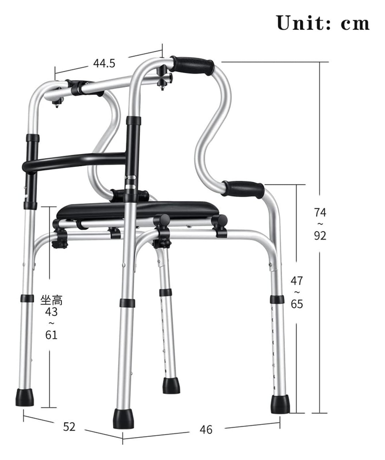 Folding Walker, Walkers for Seniors, Narrow Lightweight Walker with Trigger Release for The Elderly