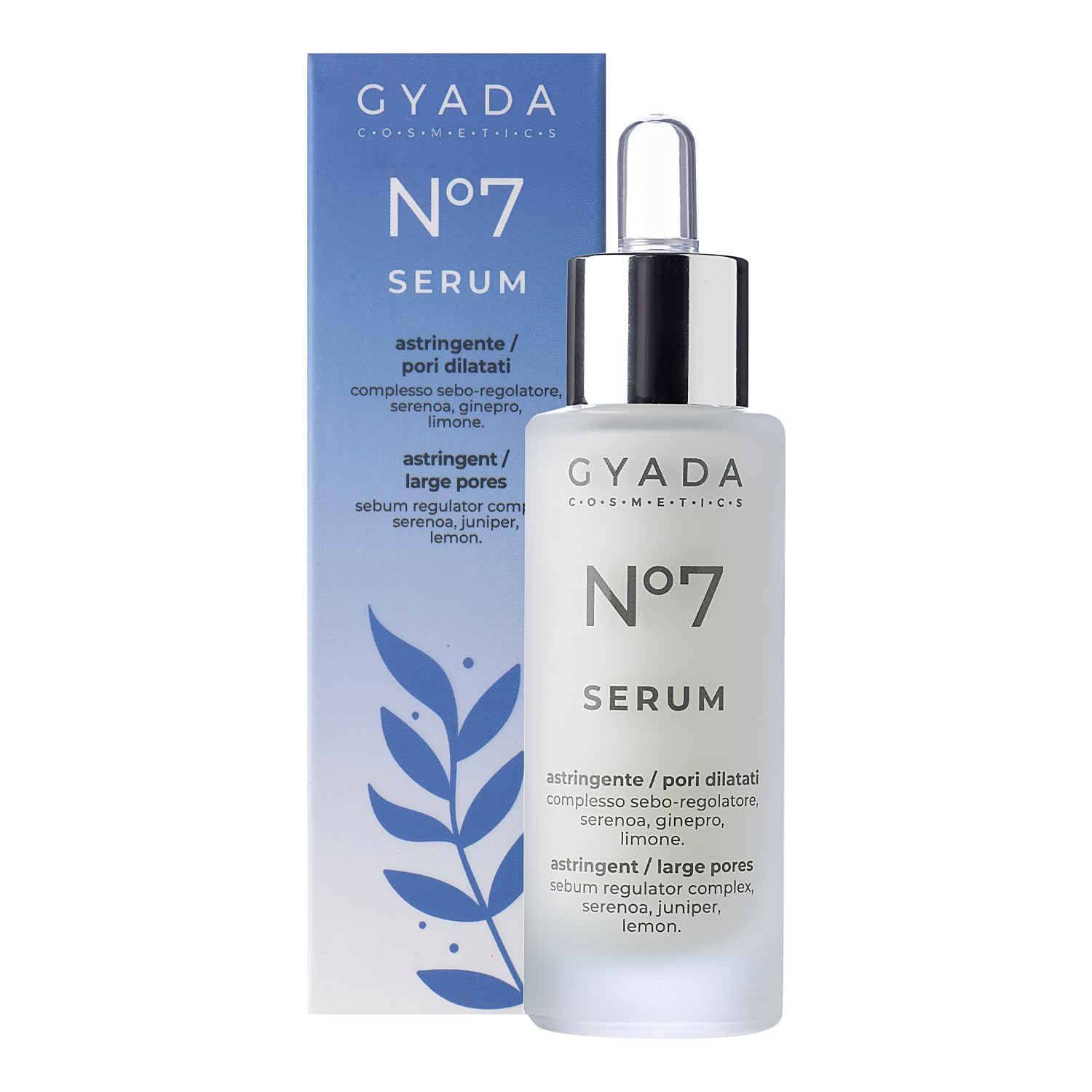 GYADA COSMETICS Siero Viso N.7 Astringente ad Azione Seboregolatrice e Purificante per Una Pelle Morbida e Idratata con Aloe Vera e Vitamina E 30 ml