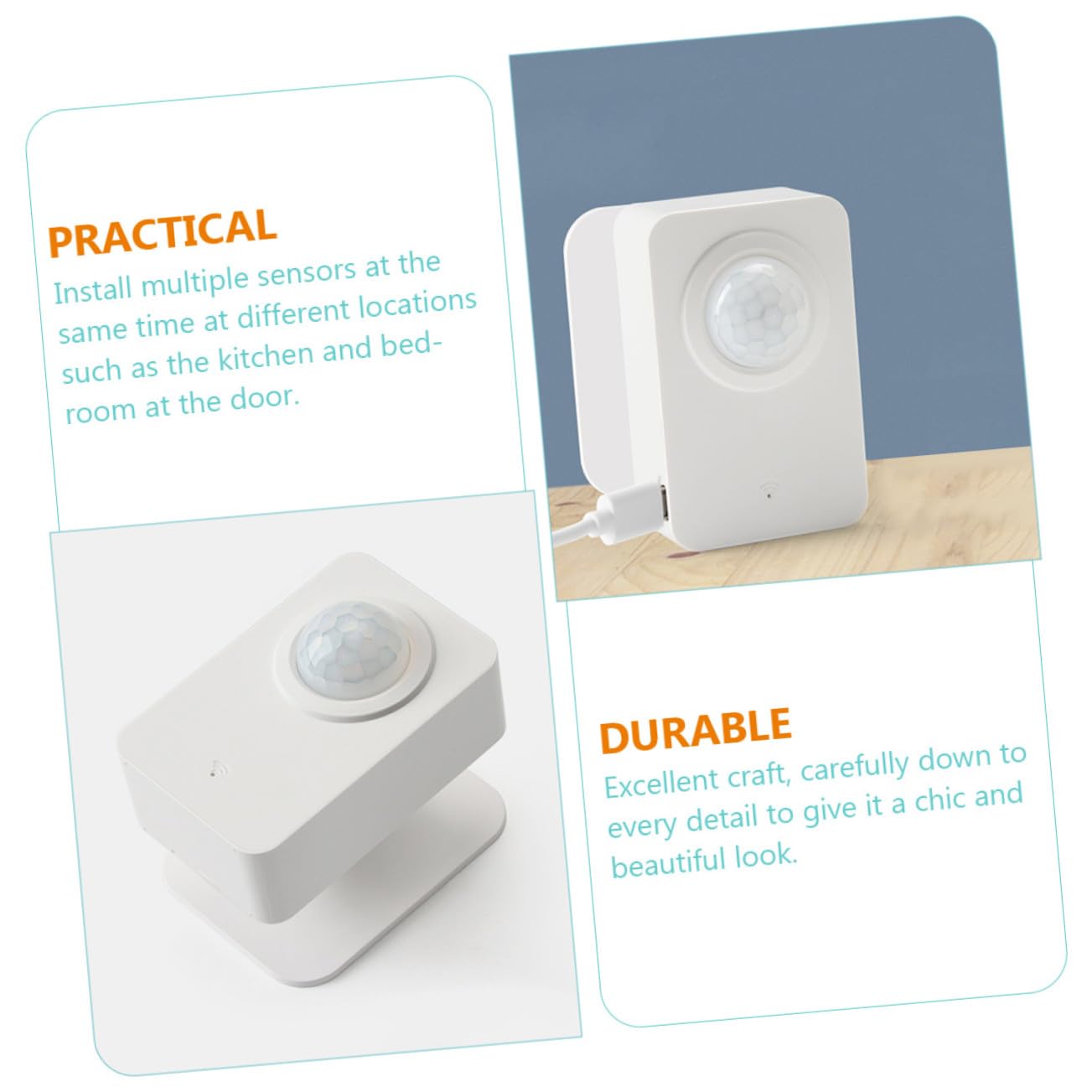 Intelligenter Pir Bewegungsmelder für WLAN, Kabellos, Weiß, Abs | Pir Sensor, Bewegungserkennung, Fernüberwachung, ohne Verdrahtung, zum Aufkleben, für Tür und Küche