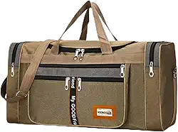 Bolsa Mala Viagem de Mão Ombro Transversal Ajustável Feminina e Masculina Super Grande 60 Litros (Marrom Claro)