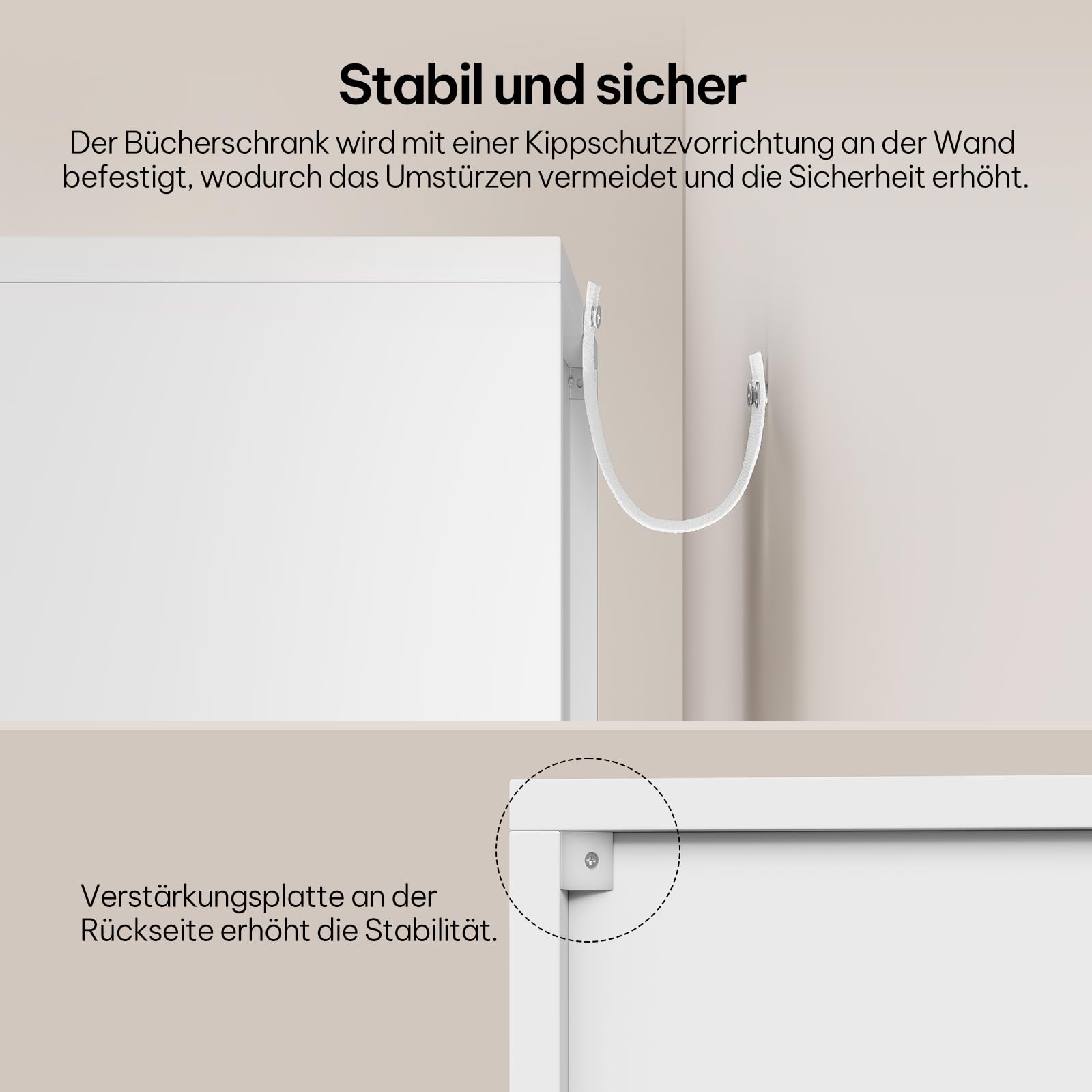 eSituro Bücherregal weiß, schmales Regal mit Tür, 5 Fächern