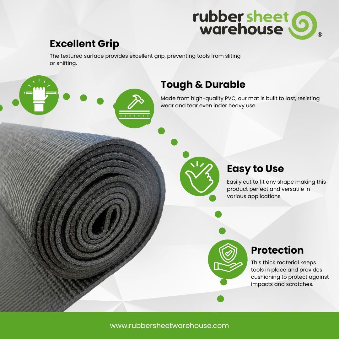 Rubber Sheet Warehouse | Tool Box Mat for Protecting Your Tools, Padding Work Surfaces, Industrial Grade | 16 inch Wide x 6 ft Long (PVC)