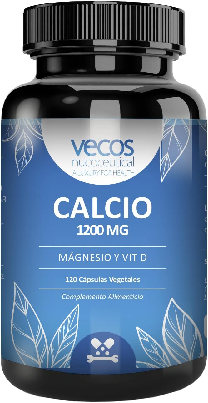 Calcio Puro 1200 mg por Dosis | Enriquecido con Magnesio y Vitamina D para ayudar a la Absorción del Calcio | Huesos y Dientes fuertes | Mejora Bajos Niveles de Calcio en Sangre