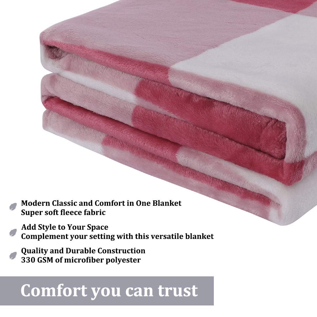 PiccoCasa Couverture polaire en flanelle pour animal domestique - Couverture de canapé-lit - Couverture pour chien ou chat de petite taille - 76,2 x 101,6 cm - Rose et blanc