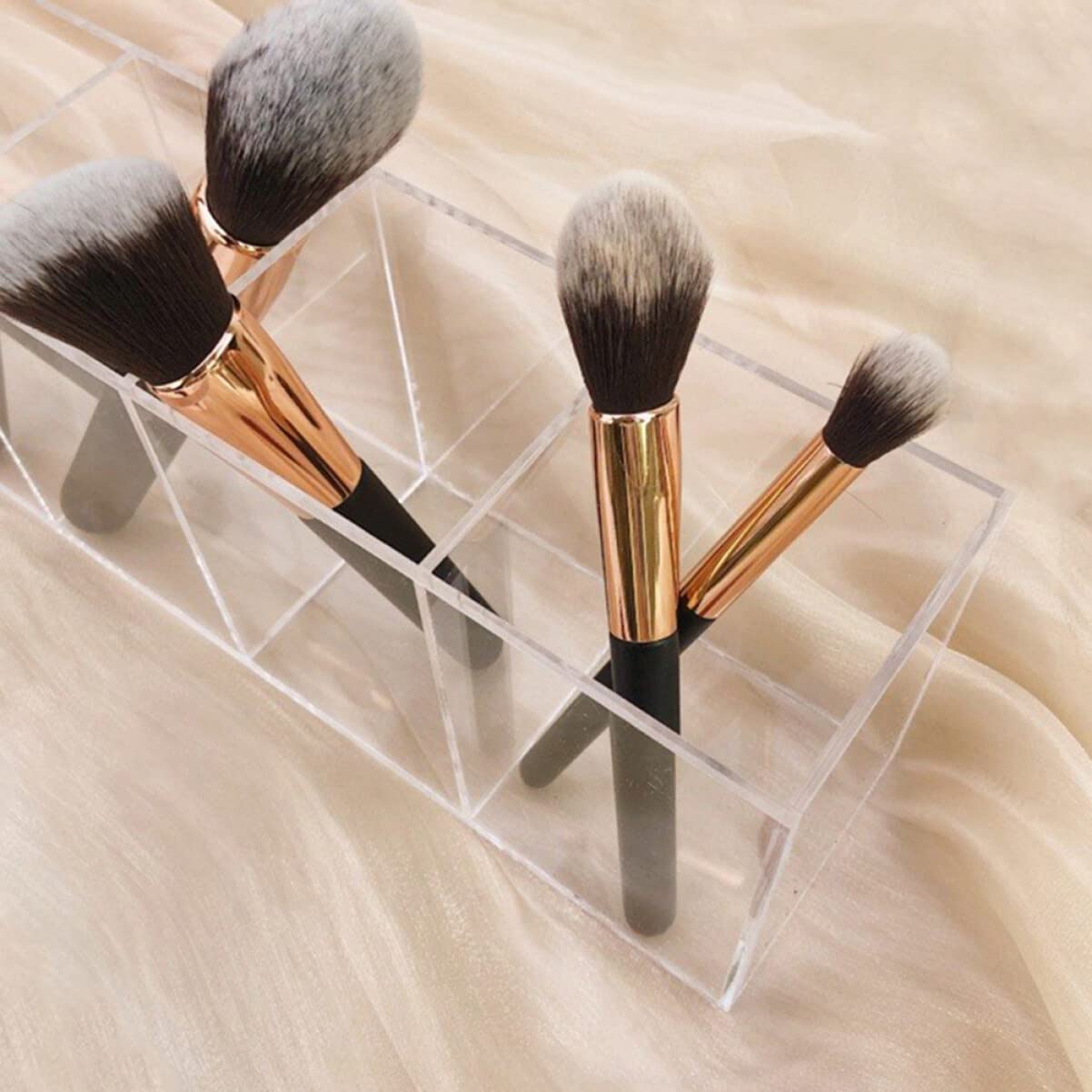 Portapenne Da Scrivania in Acrilico a 4 Scomparti, Organizer Per Penne e Porta Pennelli Trucco, Contenitore Multiuso Per Cancelleria e Cosmetici, Per Studenti e Ufficio