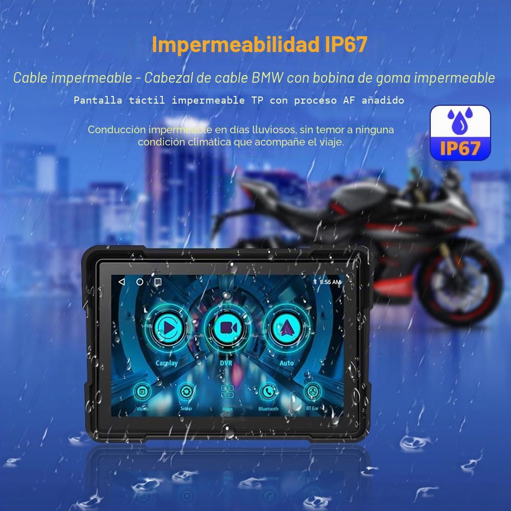 Motocicleta 5 Pulgadas Bluetooth Pantalla Portátil Navegación GPS IP67 Impermeable Inalámbrico Carplay Android Auto Reproductor MP5