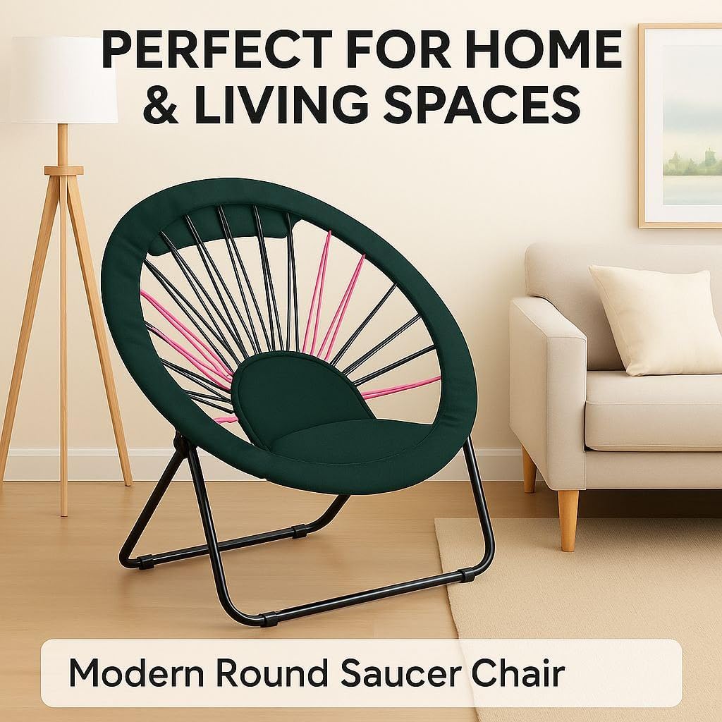 Kruvad Modern Round Lounge Chair with Cushioned Seat & Backrest, Comfortable Single Seater Accent Chair for Living Room, Bedroom & Indoor Balcony, Strong Metal Frame Seating Chair (Multicolor) 2