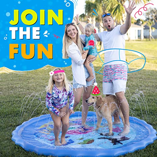 Image of SplashEZ 89'' Extra Large Splash Pad for Kids & Dogs Great Outdoor Toys for Toddlers 1-3 & Kids Ages 4-8, Baby Pool for Backyard Sprinkler, Pool Plastic Dog Water Summer Toys