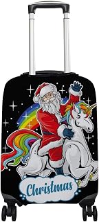 A capa de mala de bagagem serve para malas de 45 a 81 cm Lindo Papai Noel passeios de unicórnio elástico antiarranhões protetor de viagem P-GG, Multicor, S(Fits 18-20in suitcases)