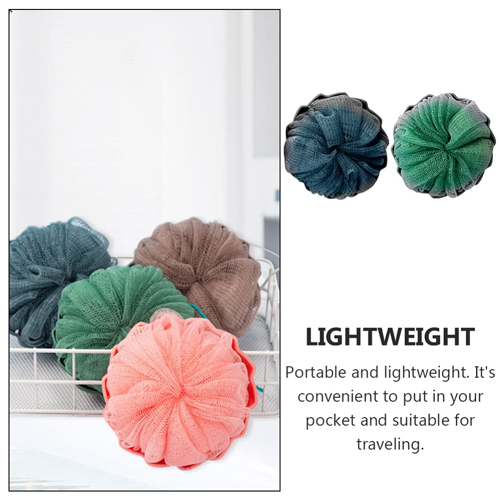 4 szt. Kąpiel pod prysznic Loofah pufa gąbka z siatki pufa piłka pod prysznic miękka kulka do szorowania ciała złuszczająca gąbka do kąpieli ręcznik do mycia ciała dla kobiet mężczyzn dziec