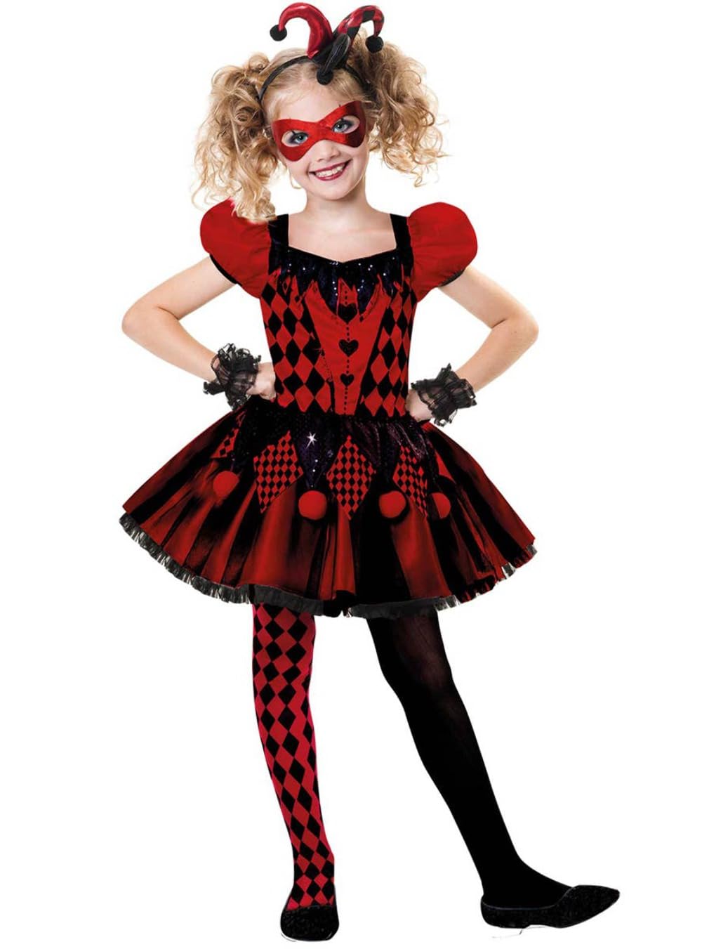 Amscan 9903544 - Kids Red Harlequin Cutie Girls Halloween Fancy Dress Costume Age: 6-8 Yrs