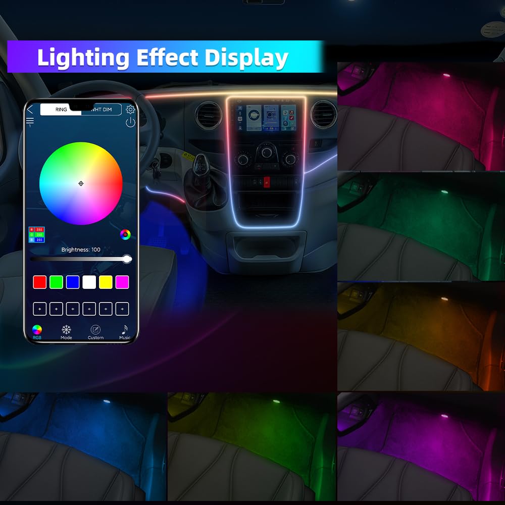 Iluminación ambiental 10 en 1 LED para interior del coche, universal