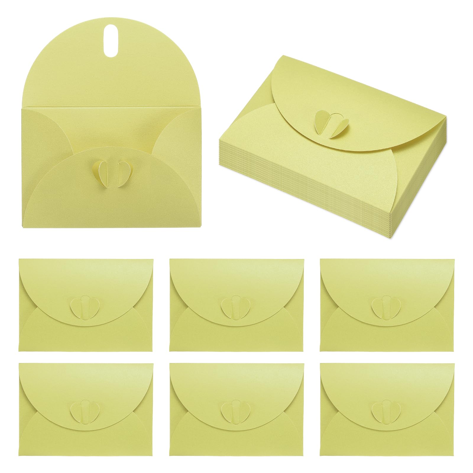 PATIKIL 4.1 x 2.8 Inch Mini Card Envelopes, 20Pcs Cute Envelopes Holder with Heart Clasp for Birthday Weddings Favors Business Greeting Cards, Light Green