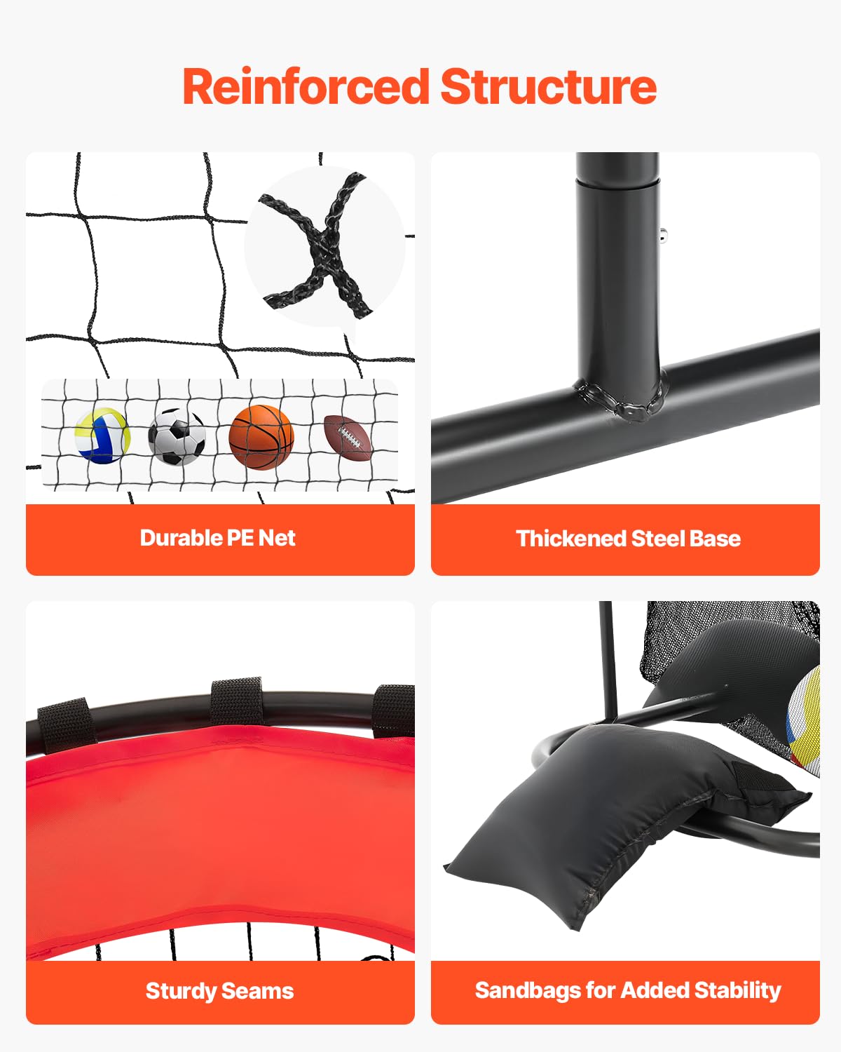 VEVOR Sistema di rete per allenamento pallavolo, 8 x 11/3,7 x 3,4 m/pratica di lancio/pratica di picchietto/14 rete, stazione a rete portatile, facile da installare, per interni ed esterni, rete per