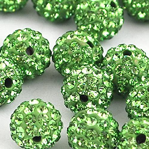 RUBYCA Pave Czech Crystal Disco Ball Clay Beads fit Shamballa Jewelry (50pcs, 12mm, Green) - Image 4